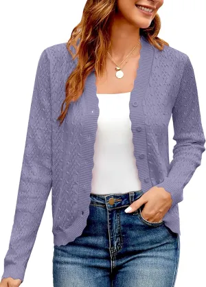 Yekaty Womens Lightweight Button Down Cropped Cardigan Sweater Summer Crochet Tops Shrug for Dresses