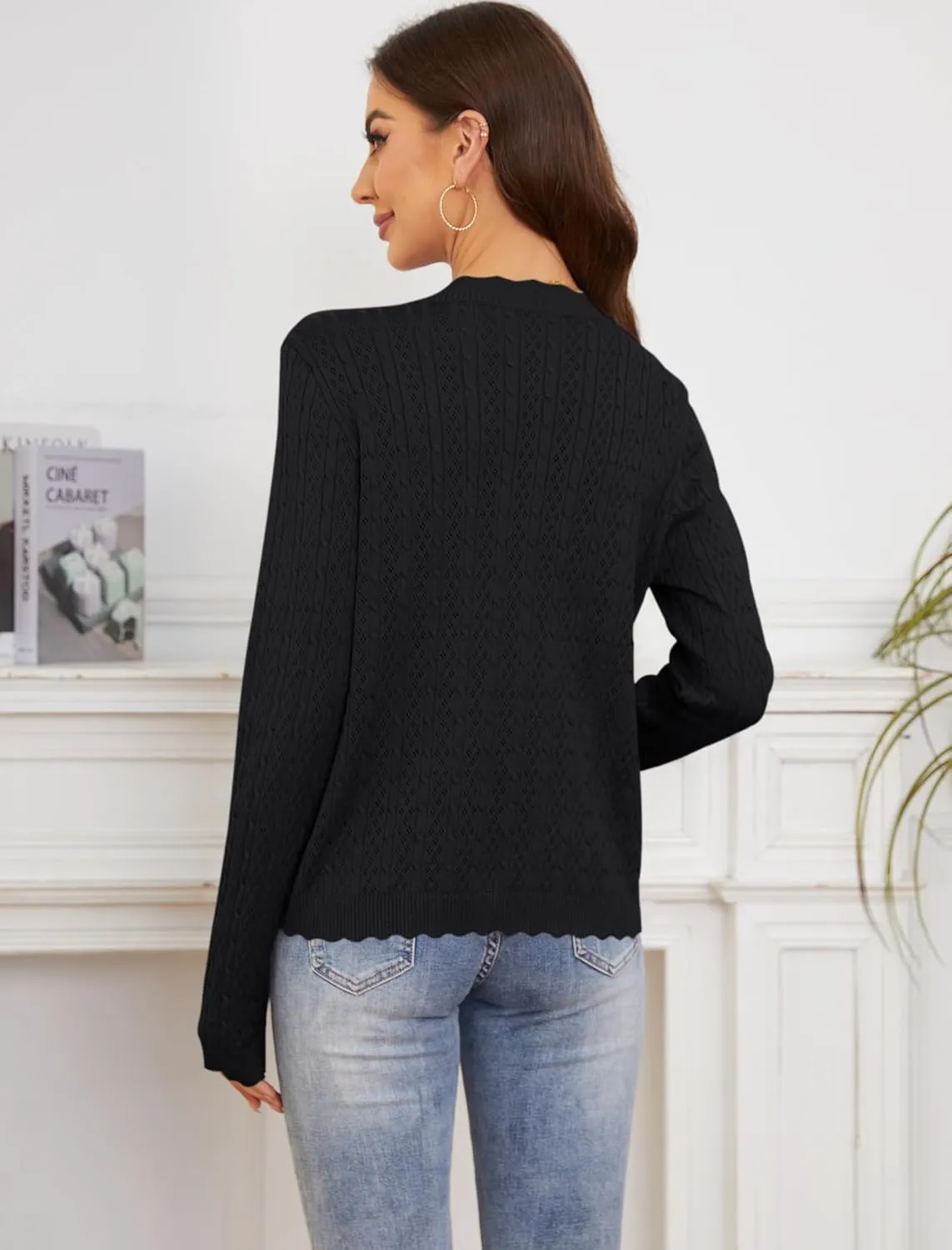 Yekaty Womens Lightweight Button Down Cropped Cardigan Sweater Summer Crochet Tops Shrug for Dresses