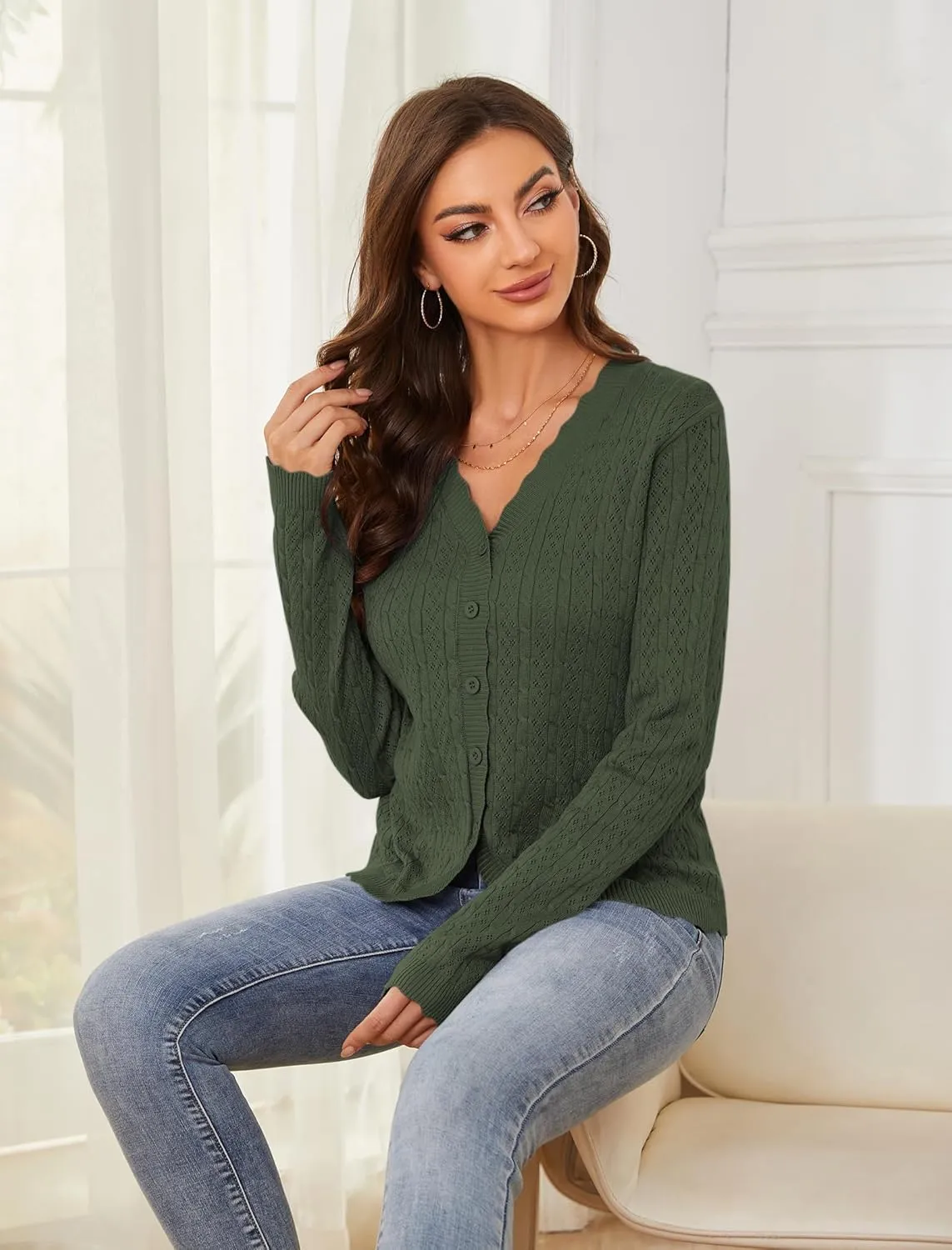 Yekaty Womens Lightweight Button Down Cropped Cardigan Sweater Summer Crochet Tops Shrug for Dresses