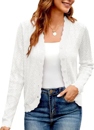 Yekaty Womens Lightweight Button Down Cropped Cardigan Sweater Summer Crochet Tops Shrug for Dresses