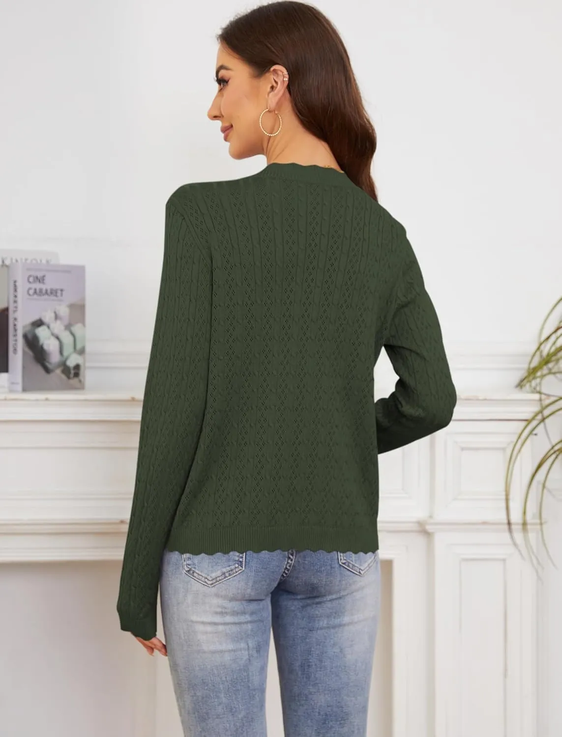 Yekaty Womens Lightweight Button Down Cropped Cardigan Sweater Summer Crochet Tops Shrug for Dresses