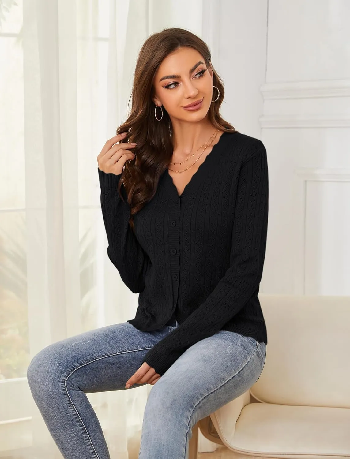 Yekaty Womens Lightweight Button Down Cropped Cardigan Sweater Summer Crochet Tops Shrug for Dresses
