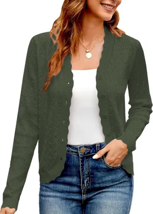 Yekaty Womens Lightweight Button Down Cropped Cardigan Sweater Summer Crochet Tops Shrug for Dresses