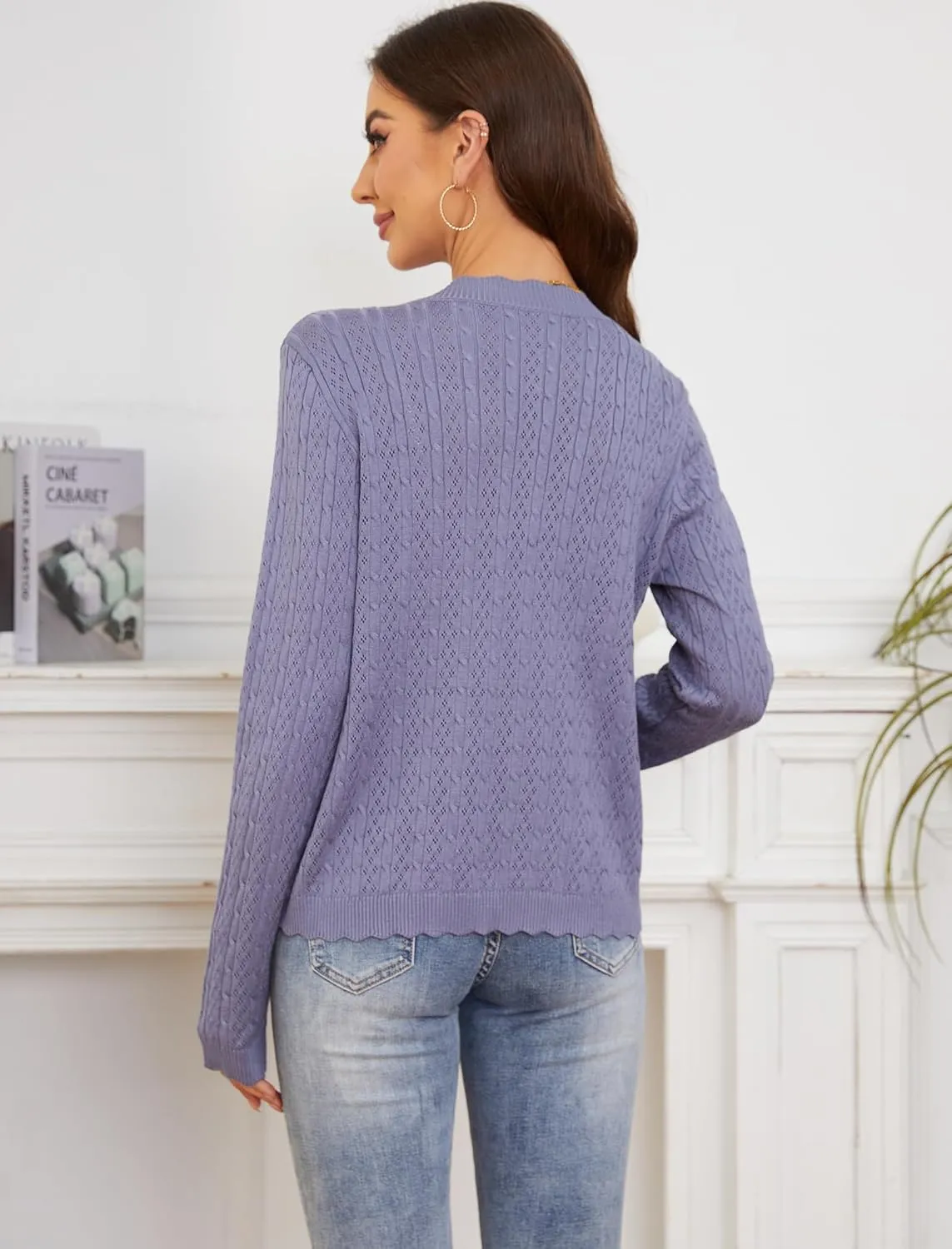 Yekaty Womens Lightweight Button Down Cropped Cardigan Sweater Summer Crochet Tops Shrug for Dresses
