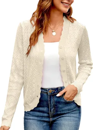 Yekaty Womens Lightweight Button Down Cropped Cardigan Sweater Summer Crochet Tops Shrug for Dresses