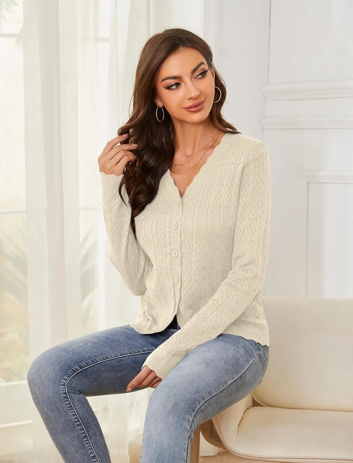 Yekaty Womens Lightweight Button Down Cropped Cardigan Sweater Summer Crochet Tops Shrug for Dresses