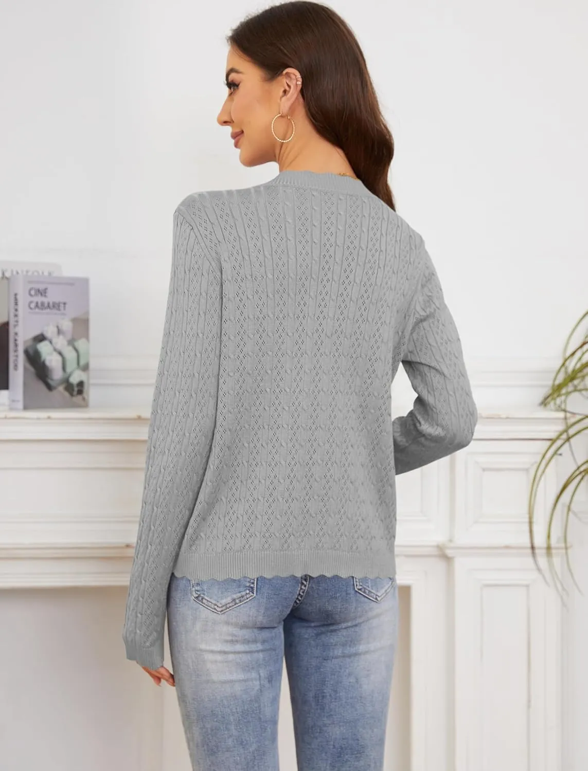 Yekaty Womens Lightweight Button Down Cropped Cardigan Sweater Summer Crochet Tops Shrug for Dresses