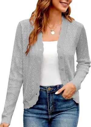 Yekaty Womens Lightweight Button Down Cropped Cardigan Sweater Summer Crochet Tops Shrug for Dresses