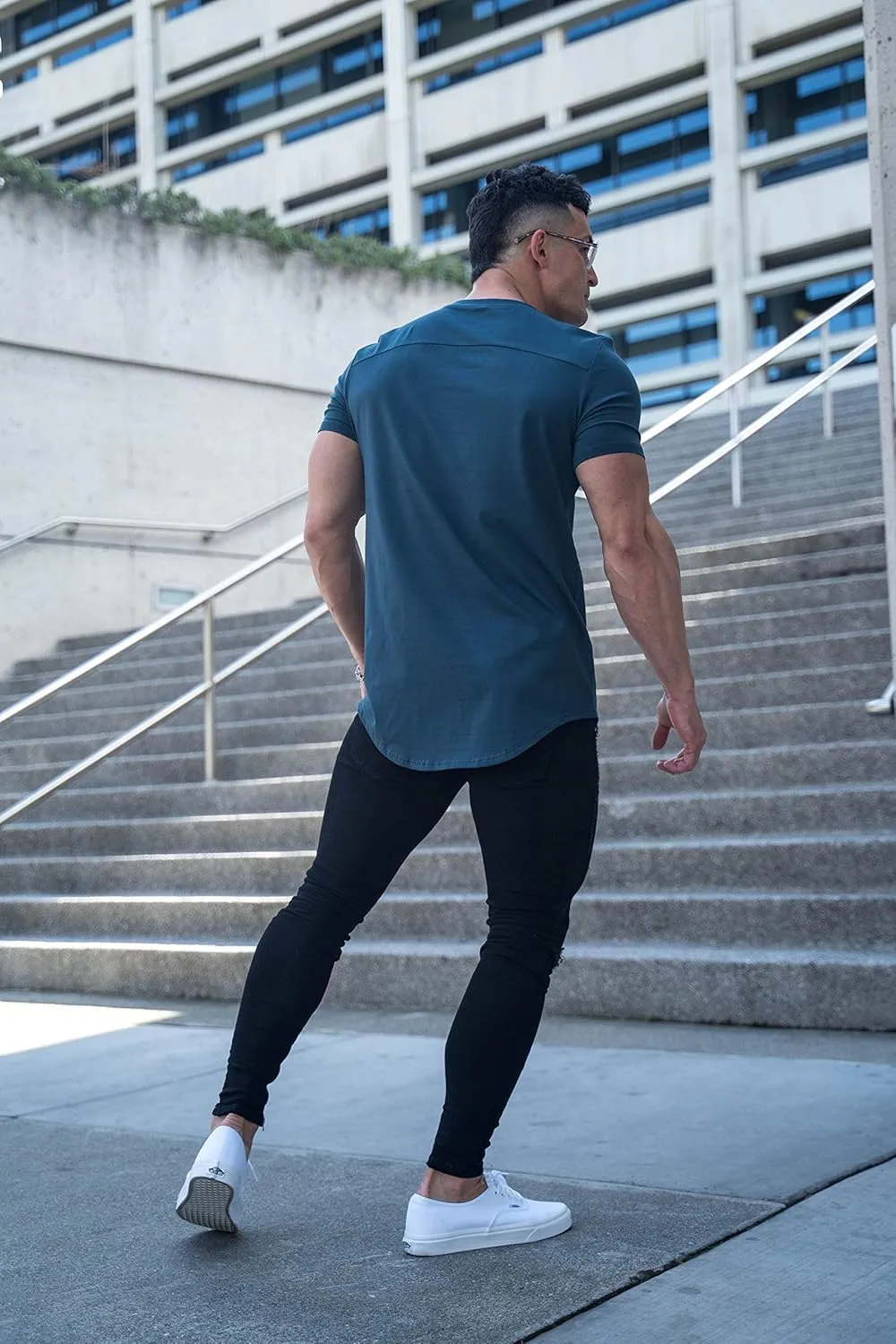 YoungLA Mens Designer Fitted T-Shirts Long Drop Cut Tee Workout Gym 402