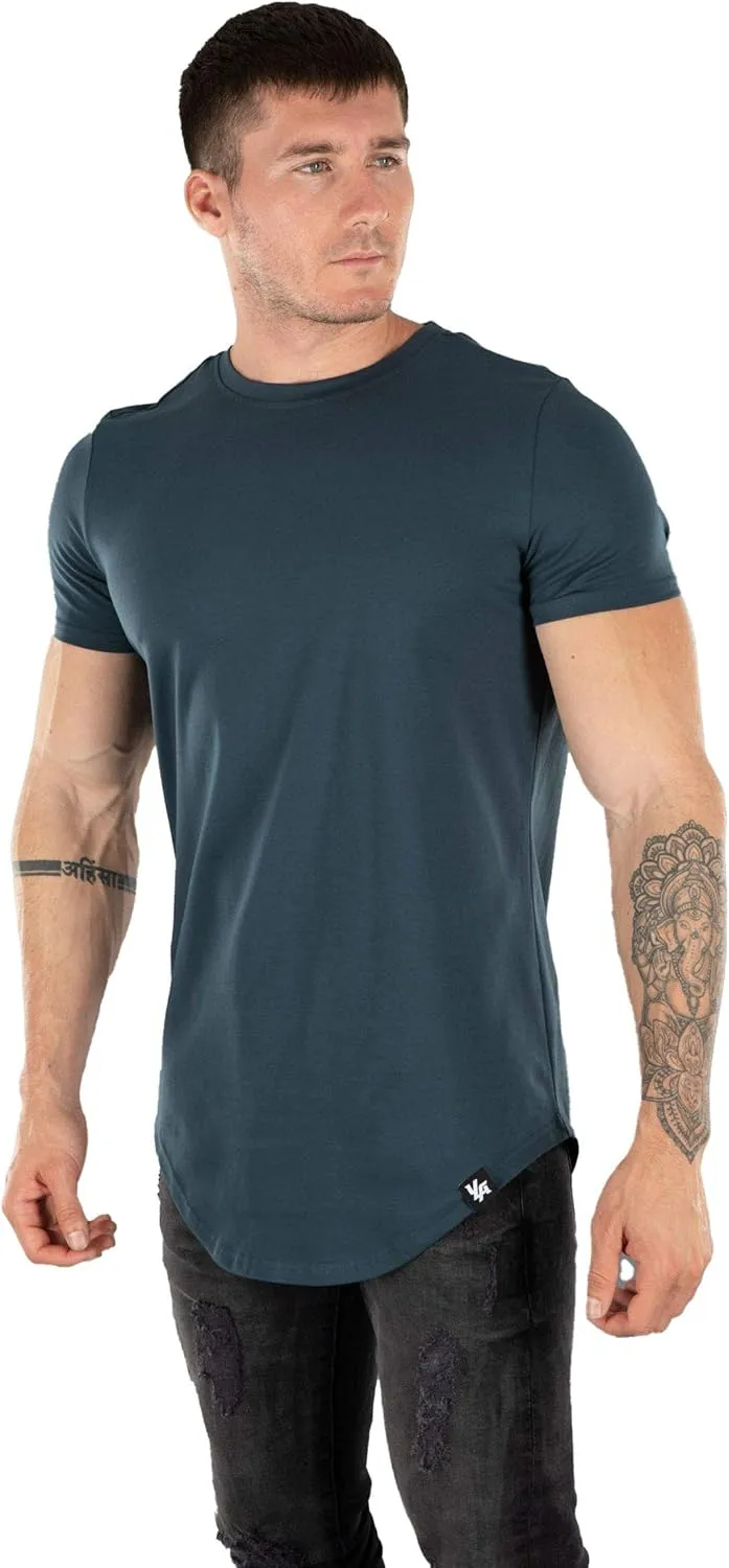 YoungLA Mens Designer Fitted T-Shirts Long Drop Cut Tee Workout Gym 402