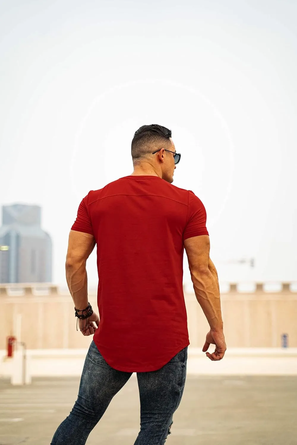 YoungLA Mens Designer Fitted T-Shirts Long Drop Cut Tee Workout Gym 402