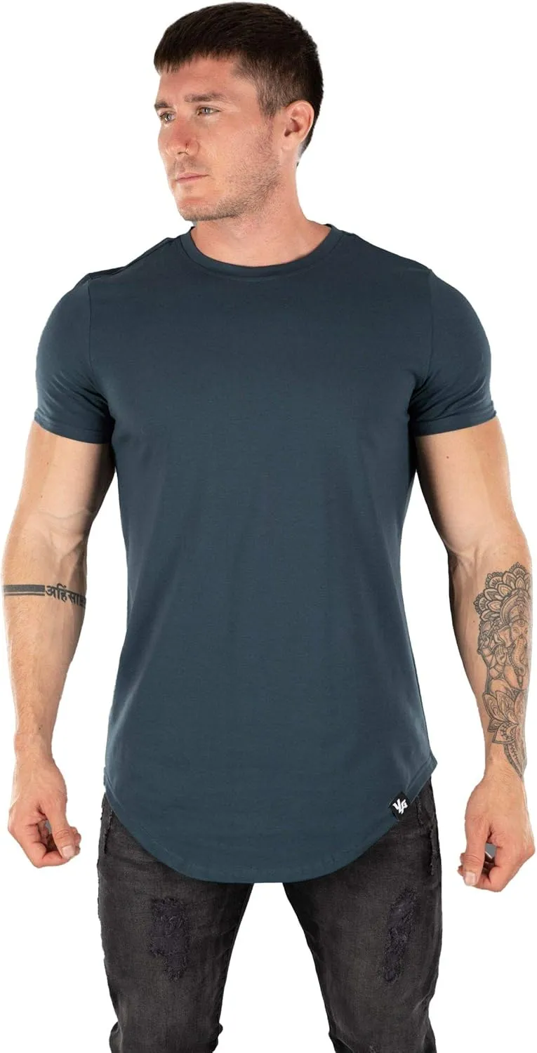 YoungLA Mens Designer Fitted T-Shirts Long Drop Cut Tee Workout Gym 402