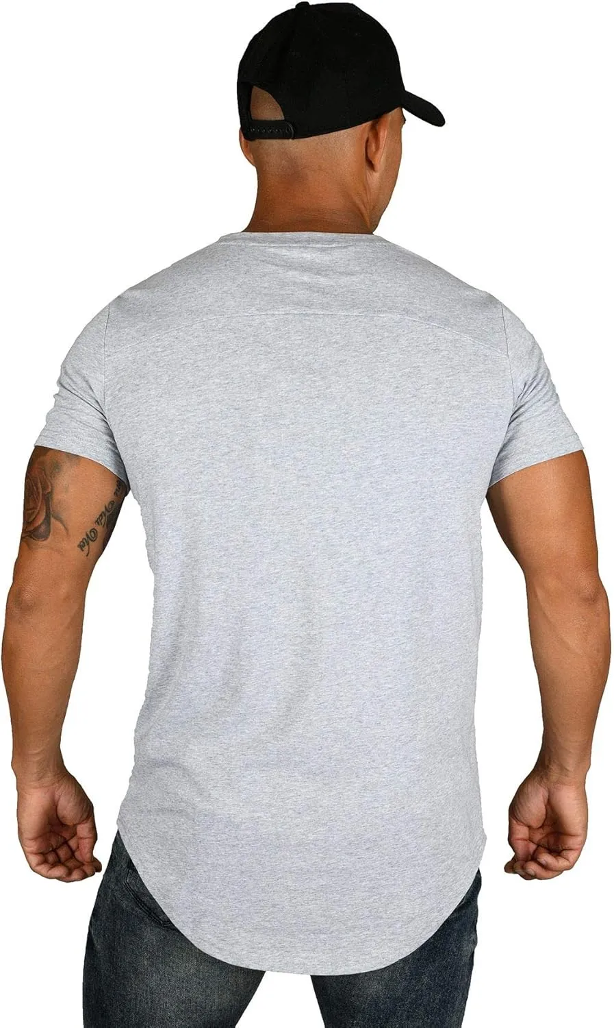 YoungLA Mens Designer Fitted T-Shirts Long Drop Cut Tee Workout Gym 402