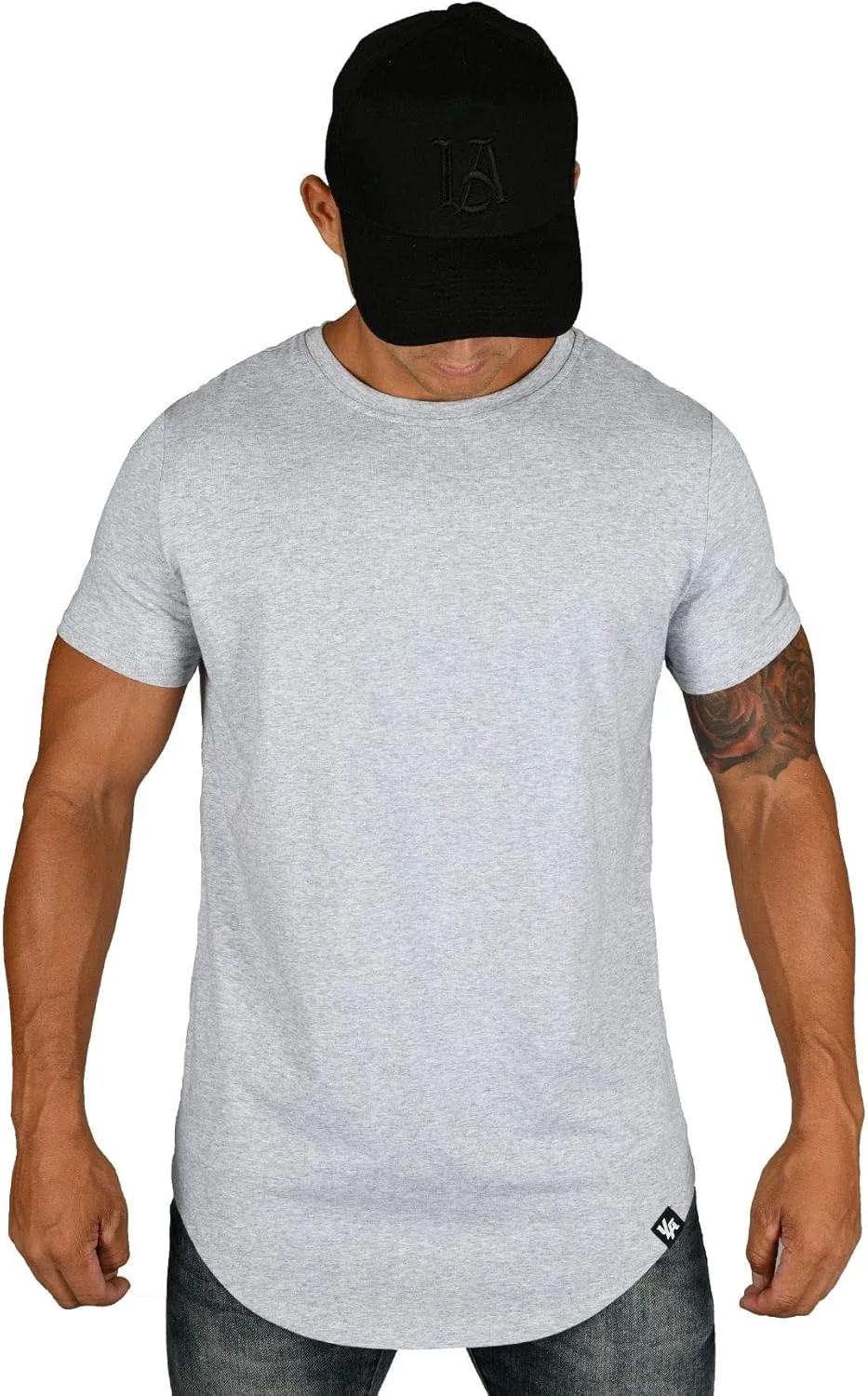YoungLA Mens Designer Fitted T-Shirts Long Drop Cut Tee Workout Gym 402