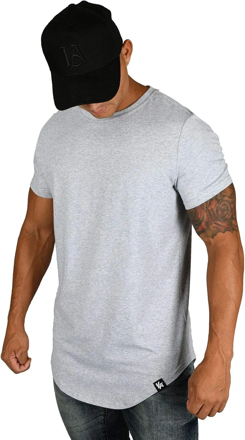 YoungLA Mens Designer Fitted T-Shirts Long Drop Cut Tee Workout Gym 402